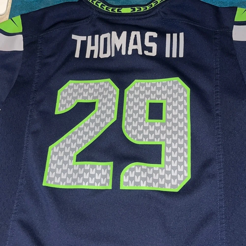 Seattle Seahawks Football Jersey Blue Green Kid's M Boy Girl NFL #29 THOMAS III